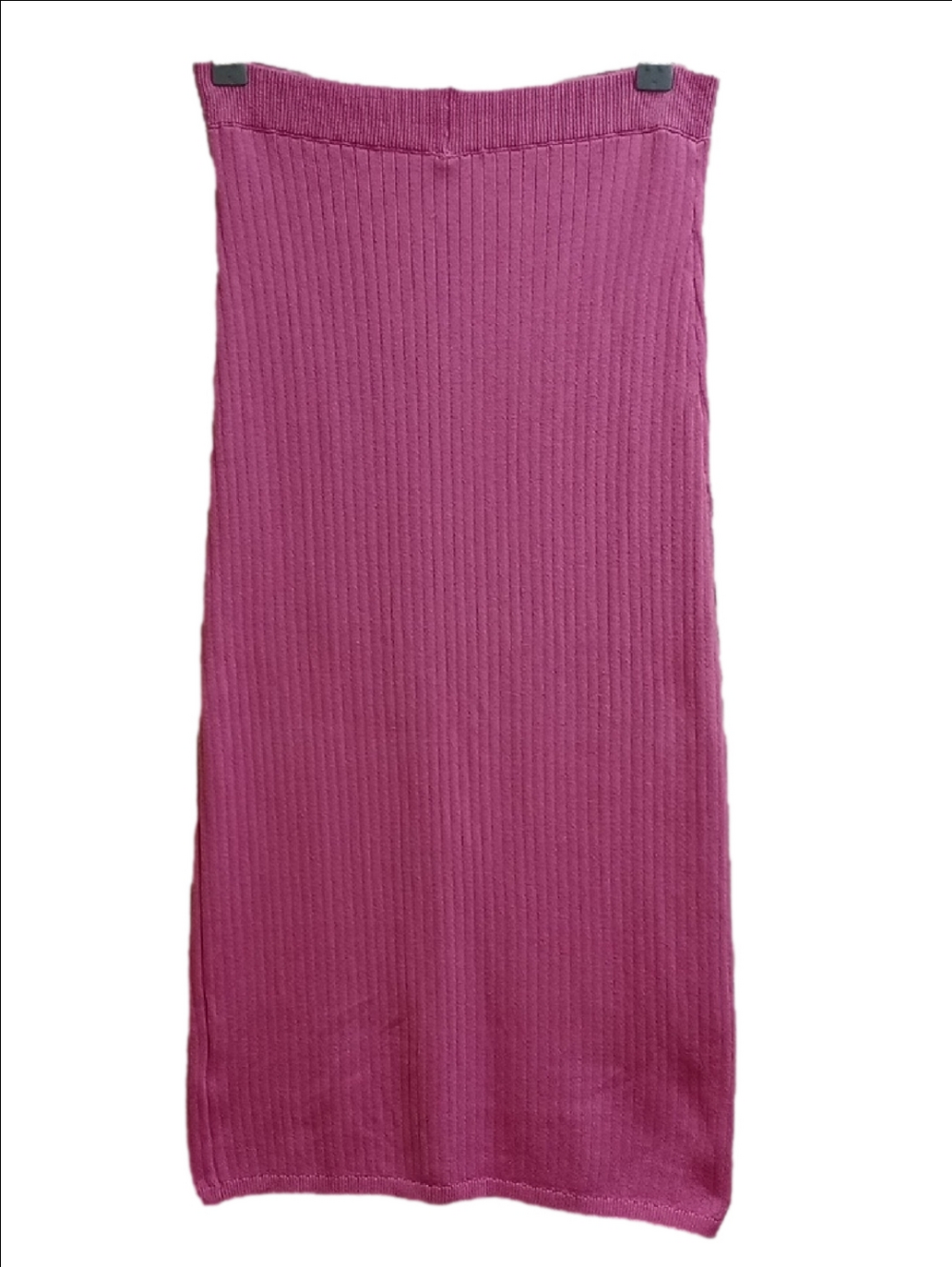 🩷 FREE PEOPLE SKYLINE PINK RIBBED MIDI KNIT HIGH WAIST SKIRT FRONT SLIT BODYCON - Picture 5 of 8